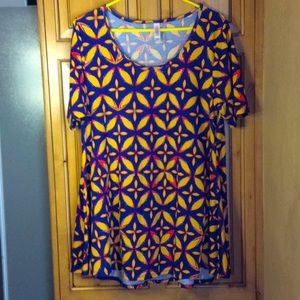 FINAL SALE PRICE Lularoe Blue & Orange Floral Tunic Top in Medium